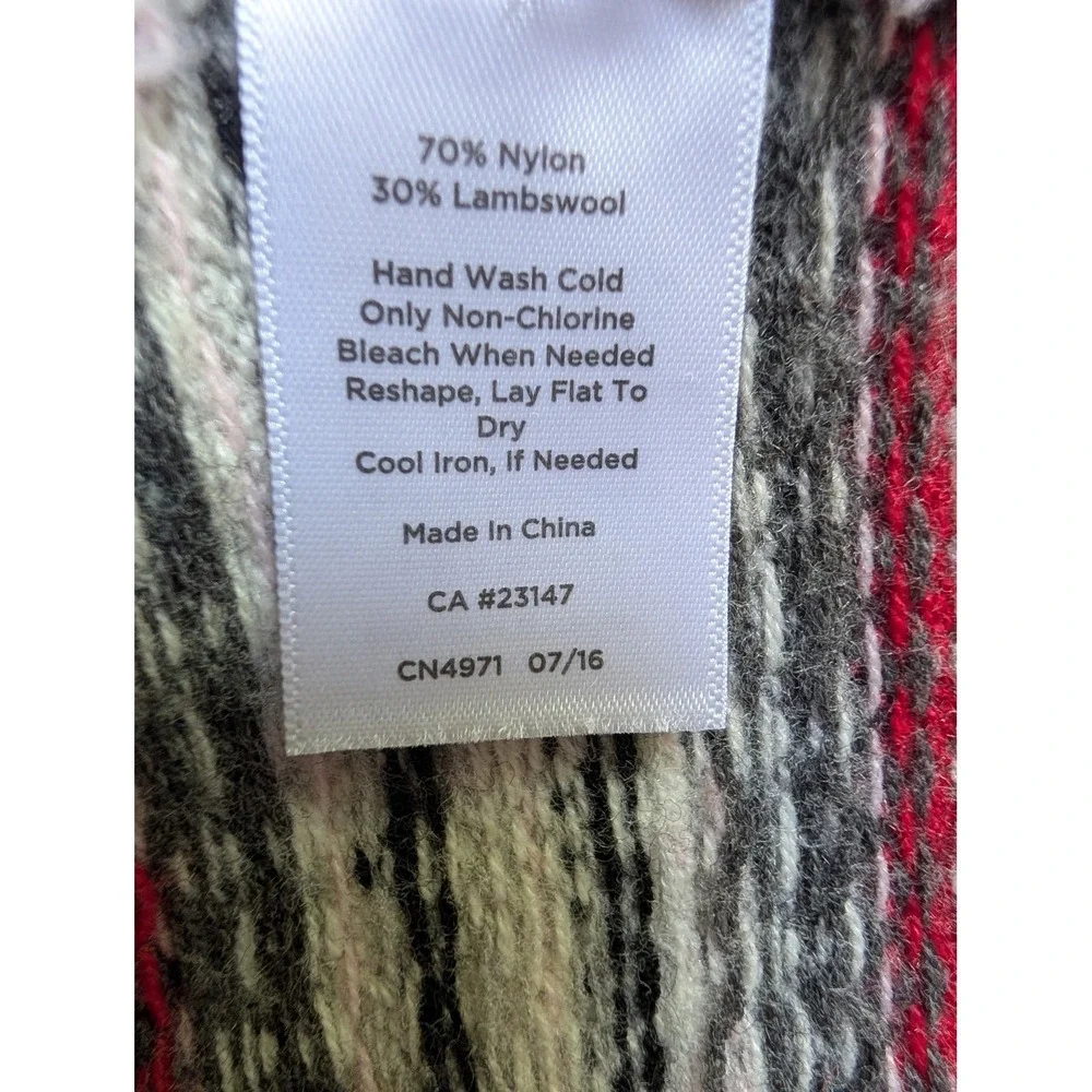 Talbots Fair Isle Lambswool Cardigan Sweater Women's Red Black Nordic Winter M